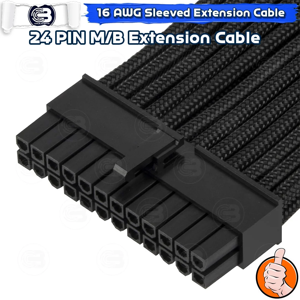 [CoolBlasterThai] 24-Pin ATX 16 AWG SLEEVED EXTENSION CABLE BLACK