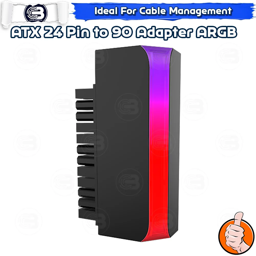 [CoolBlasterThai] Cable Management ATX 24 Pin 90 Degree Adapter ARGB BLACK
