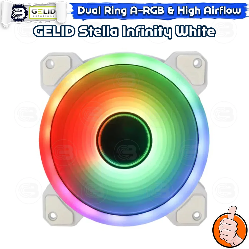[CoolBlasterThai] GELID STELLA Infinity White High Performance 120mm Infinite Mirror Dual Ring A-RGB Fan Case (FN-STELLA-03-W)