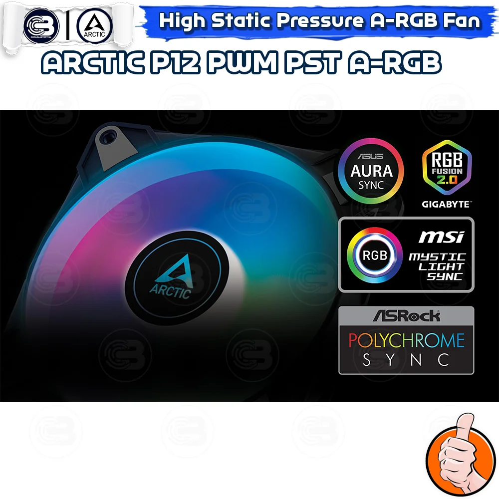 [CoolBlasterThai] ARCTIC P12 PWM PST A-RGB 0dB Black (size 120 mm.) PC Fan Case ประกัน 6 ปี