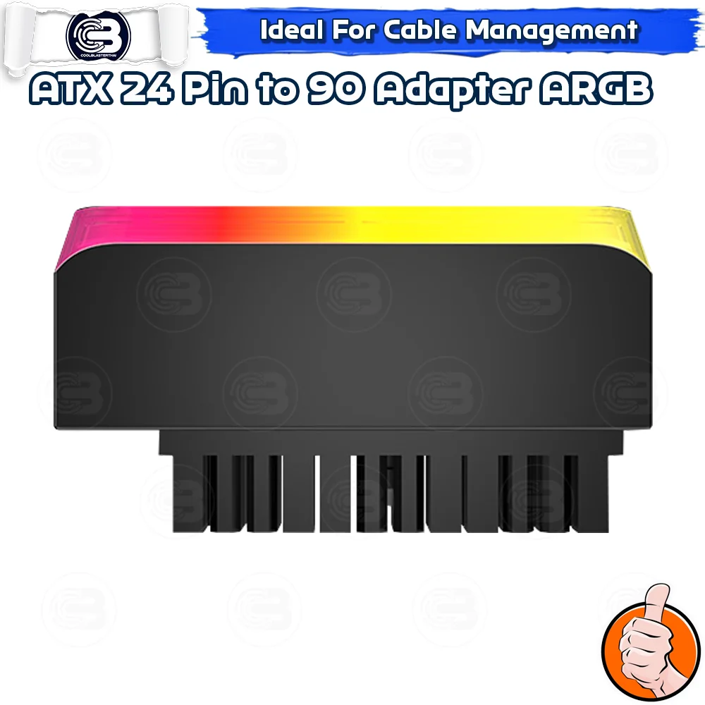 [CoolBlasterThai] Cable Management ATX 24 Pin 90 Degree Adapter ARGB BLACK