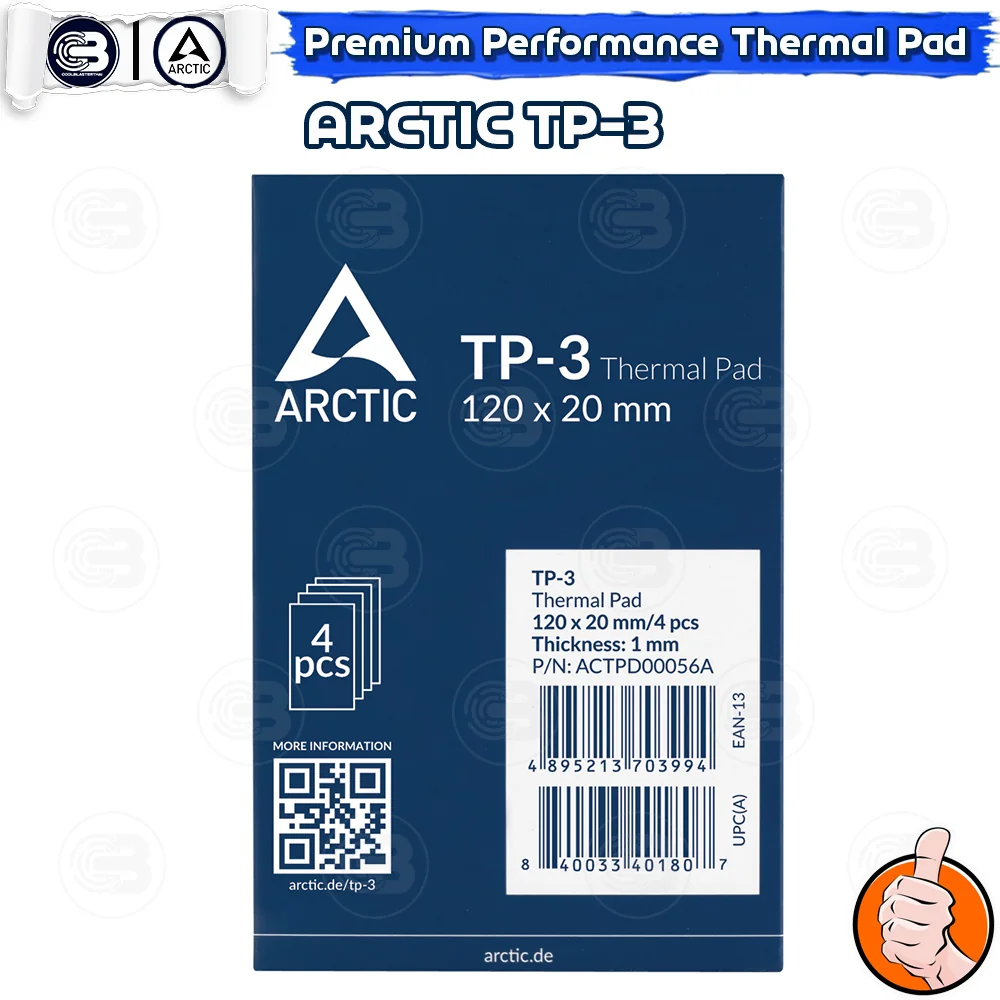 [CoolBlasterThai] ARCTIC TP-3 Premium Performance Thermal Pad 120x20x1.0 mm.(4 PCS) (ซิลิโคนนำความร้อน)