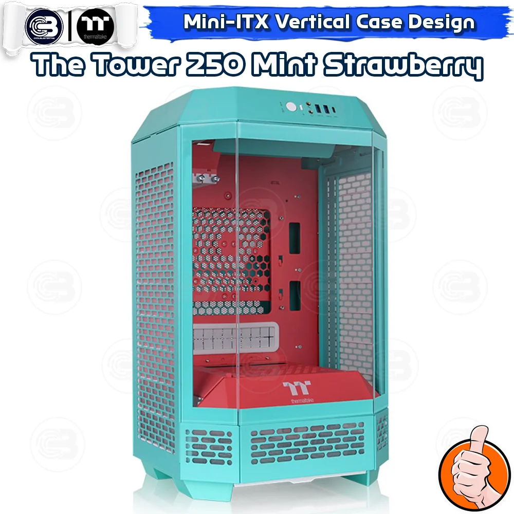 [CoolBlasterThai] THERMALTAKE The Tower 250 Mint Strawberry mini-ITX case High-Airflow ประกัน 1 ปี