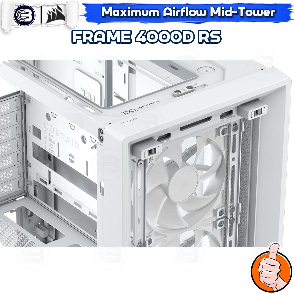 [CoolBlasterThai] CORSAIR FRAME 4000D AIRFLOW Mid-Tower PC Case - White ประกัน 2 ปี (CC-9011313-WW)
