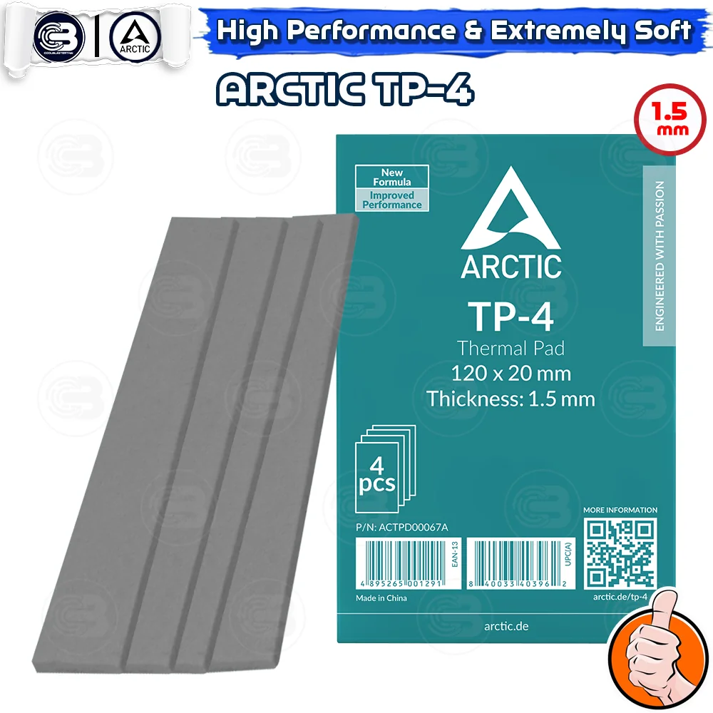 [CoolBlasterThai] ARCTIC TP-4 High Performance Extremely Soft Thermal Pad 120x20x1.5 mm.(4 PCS) (ซิลิโคนนำความร้อน)