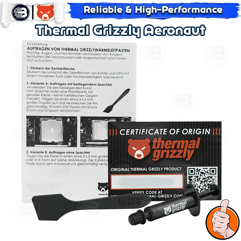 [CoolBlasterThai] THERMAL GRIZZLY AERONAUT 1g.Thermal compound (ซิลิโคนนำความร้อน)