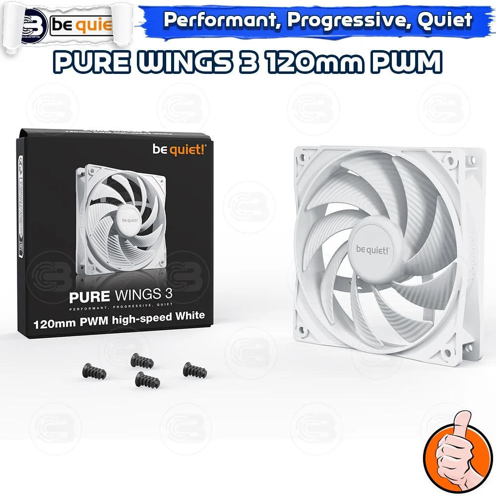 [CoolBlasterThai] Be Quiet Pure Wings 3 120 PWM high-speed White (BL111) PC Fan Case ประกัน 3 ปี