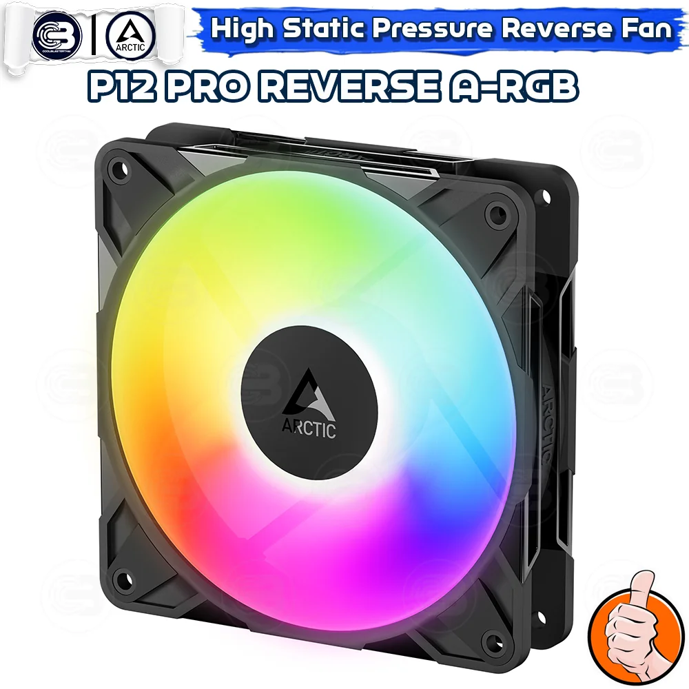 [CoolBlasterThai] ARCTIC P12 PRO REVERSE PST A-RGB BLACK (size 120 mm.) X3 Value Pack PC Fan Case ประกัน 6 ปี