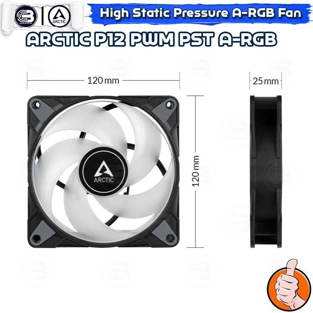 [CoolBlasterThai] ARCTIC P12 PWM PST A-RGB 0dB Black (size 120 mm.) PC Fan Case ประกัน 6 ปี