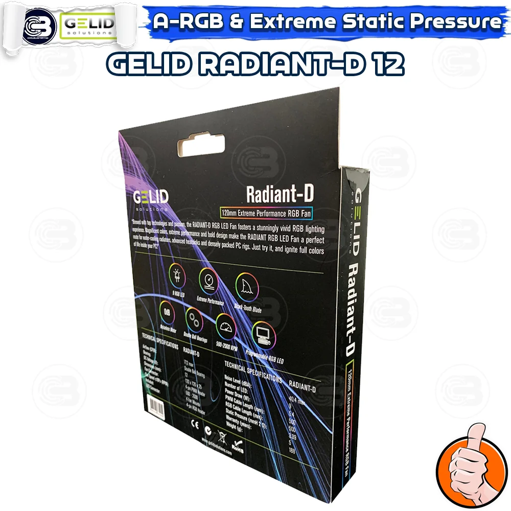 [CoolBlasterThai] GELID RADIANT-D 12CM (120mm) Extreme Performance A-RGB Fan Case