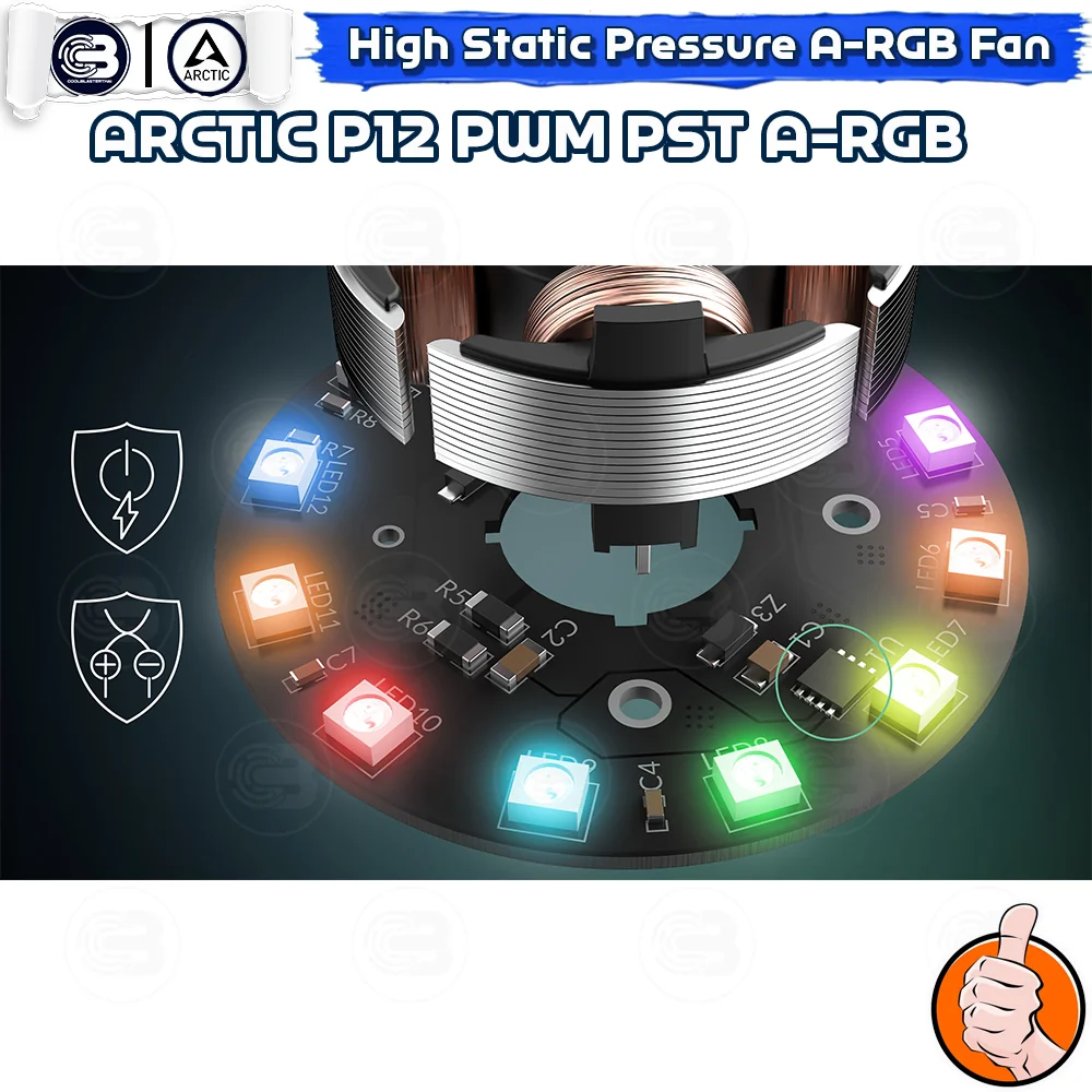 [CoolBlasterThai] ARCTIC P12 PWM PST A-RGB 0dB Black (size 120 mm.) PC Fan Case ประกัน 6 ปี