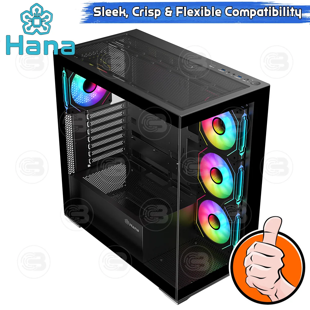 [CoolBlasterThai] Hana Inno HI102B Mid-Tower Tempered Glass PC Case Black ประกัน 1 ปี