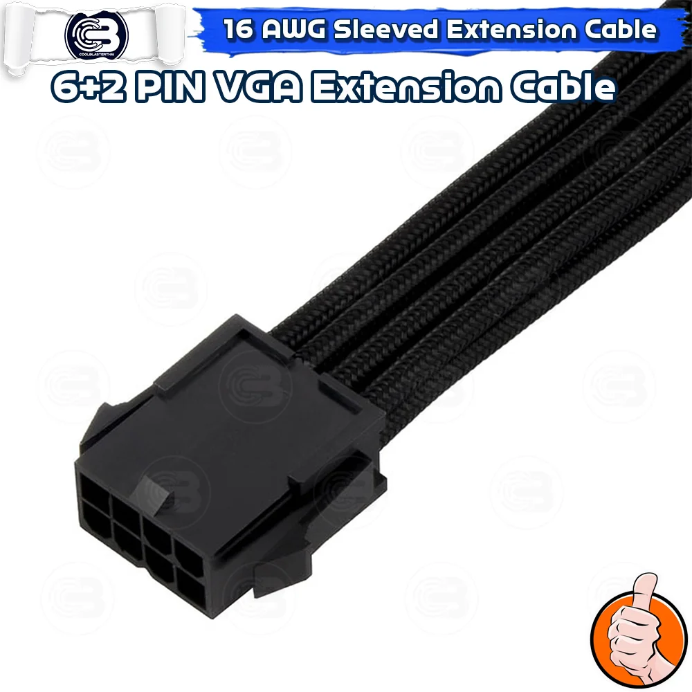 [CoolBlasterThai] 8-Pin (6+2) VGA 16 AWG SLEEVED EXTENSION CABLE BLACK