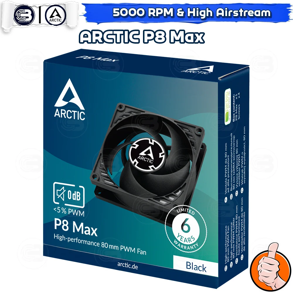 [CoolBlasterThai] ARCTIC P8 Max 500-5000 RPM (size 80 mm.) PC Fan Case ประกัน 6 ปี