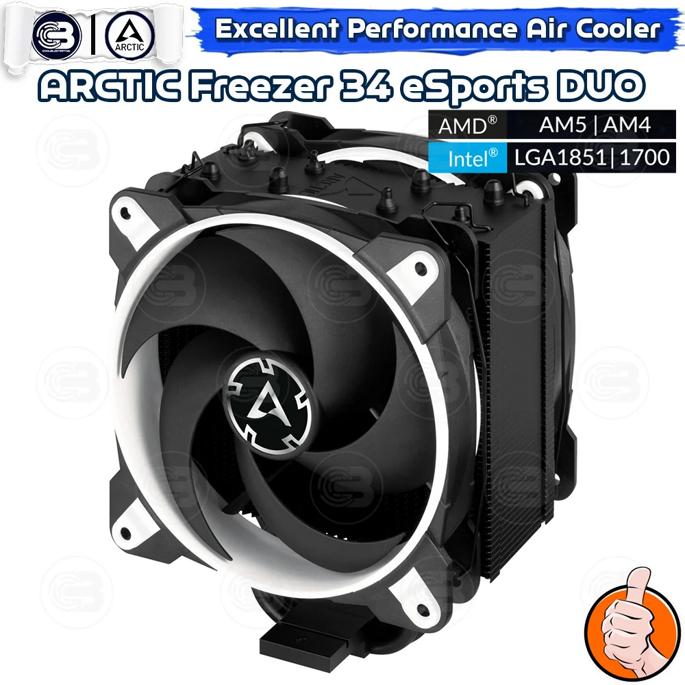 [CoolBlasterThai] ARCTIC FREEZER 34 eSports DUO (WHITE) Tower CPU Cooler (LGA1851/AM5 Ready)