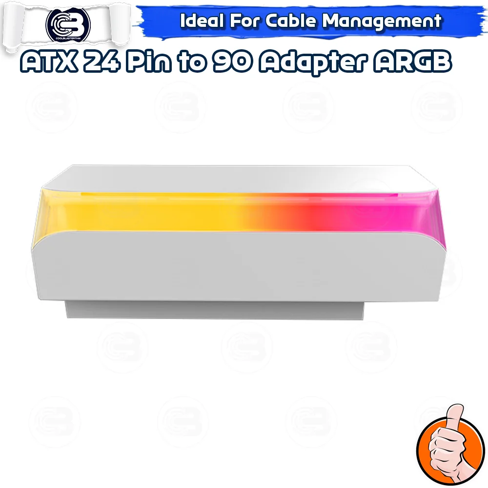 [CoolBlasterThai] Cable Management ATX 24 Pin 90 Degree Adapter ARGB WHITE
