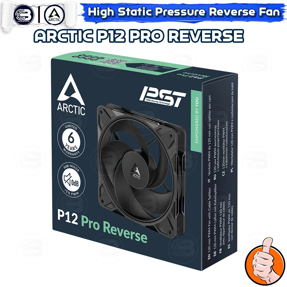 [CoolBlasterThai] ARCTIC P12 PRO REVERSE PST BLACK (size 120 mm.) PC Fan Case ประกัน 6 ปี