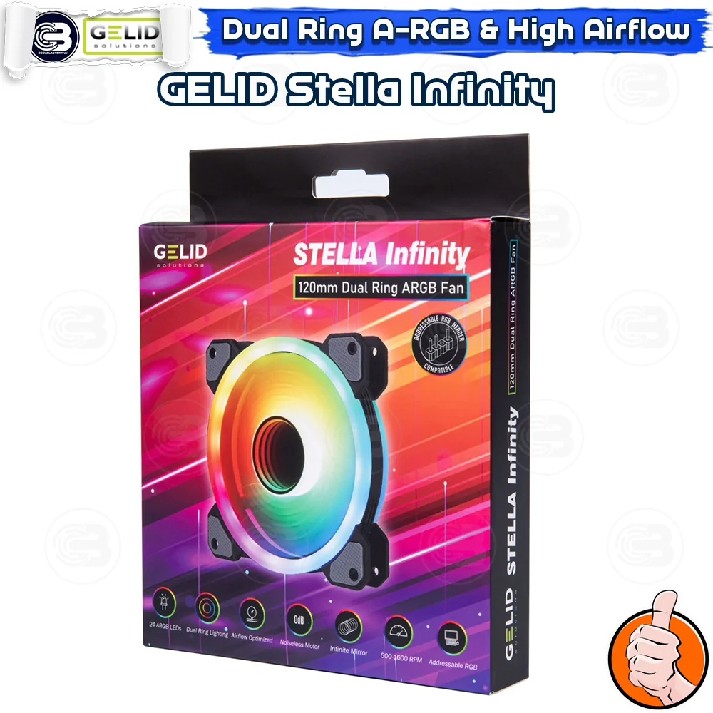 [CoolBlasterThai] GELID STELLA Infinity High Performance 120mm Infinite Mirror Dual Ring A-RGB Fan Case ประกัน 3 ปี (FN-STELLA-03)
