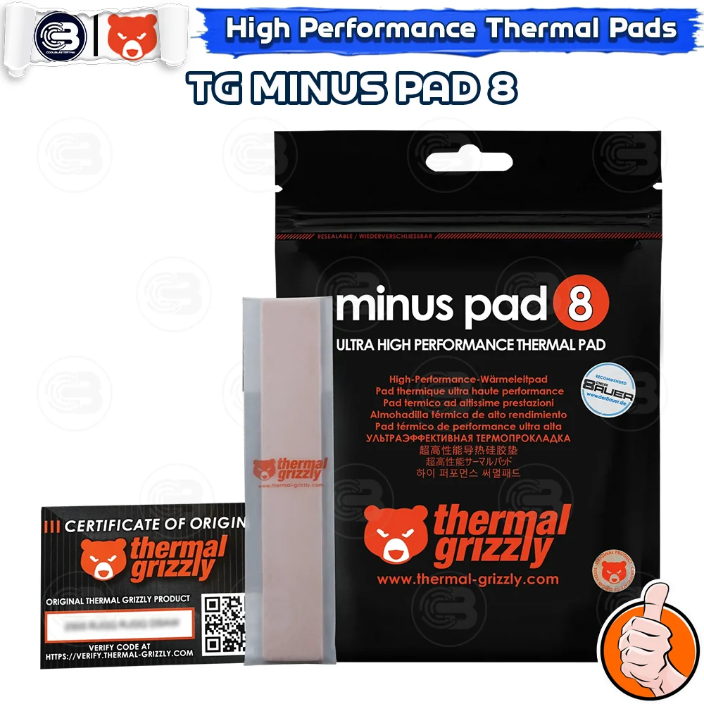 [CoolBlasterThai] THERMAL GRIZZLY MINUS PAD 8 Thermal Pad 2PCS- 120x20 /2.0 mm./8 W/mK