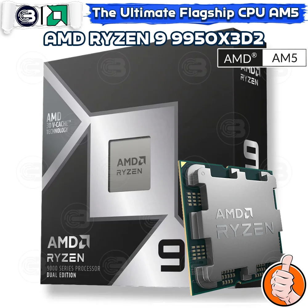 [CoolBlasterThai] CPU AMD RYZEN 9 9950X3D2 Dual Edition 16 CORE/32 THREAD (SOCKET AM5) WITHOUT COOLER