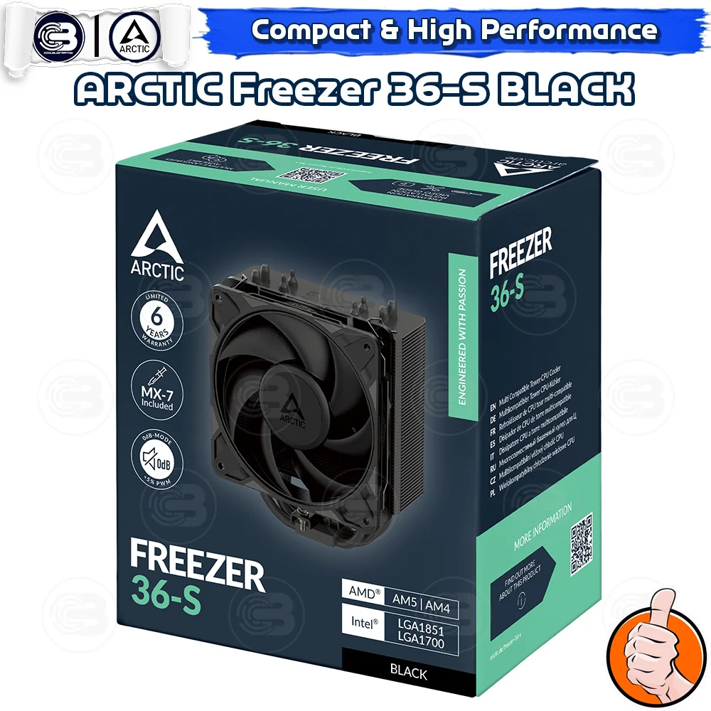 [CoolBlasterThai] ARCTIC FREEZER 36-S BLACK CPU Air Cooler (LGA1851/1700/AM5/AM4)