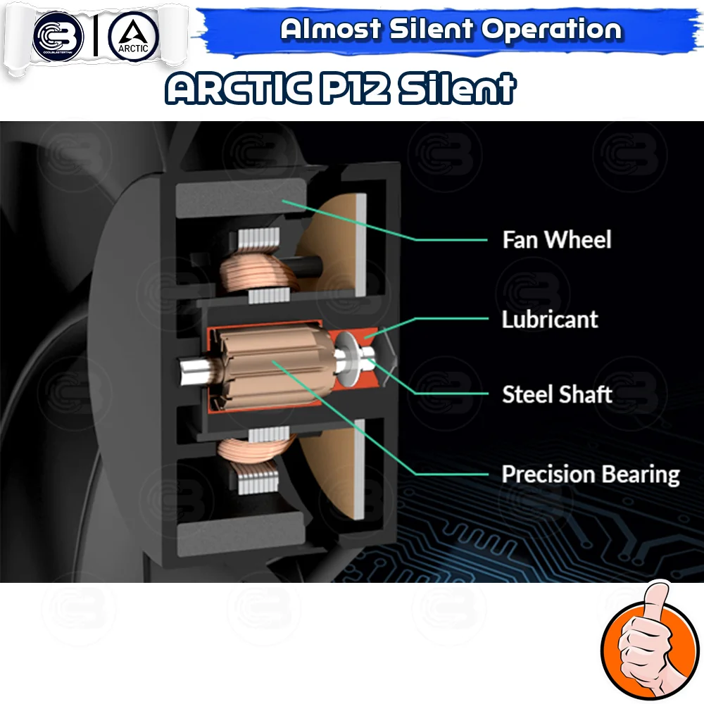 [CoolBlasterThai] ARCTIC P12 Silent Black (size 120 mm.) PC Fan Case ประกัน 6 ปี
