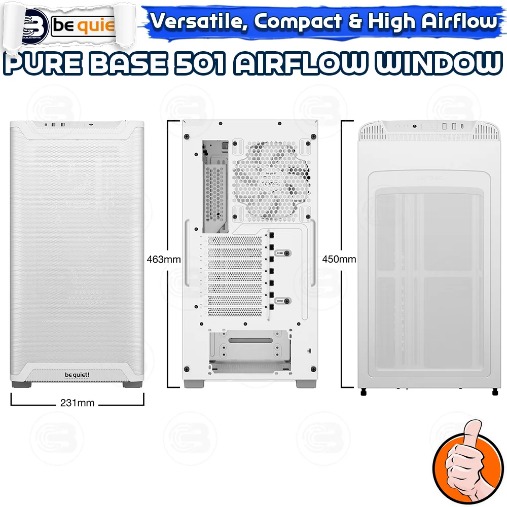 [CoolBlasterThai] Be Quiet PURE BASE 501 Airflow Window White PC Case (BGW75) ประกัน 3 ปี