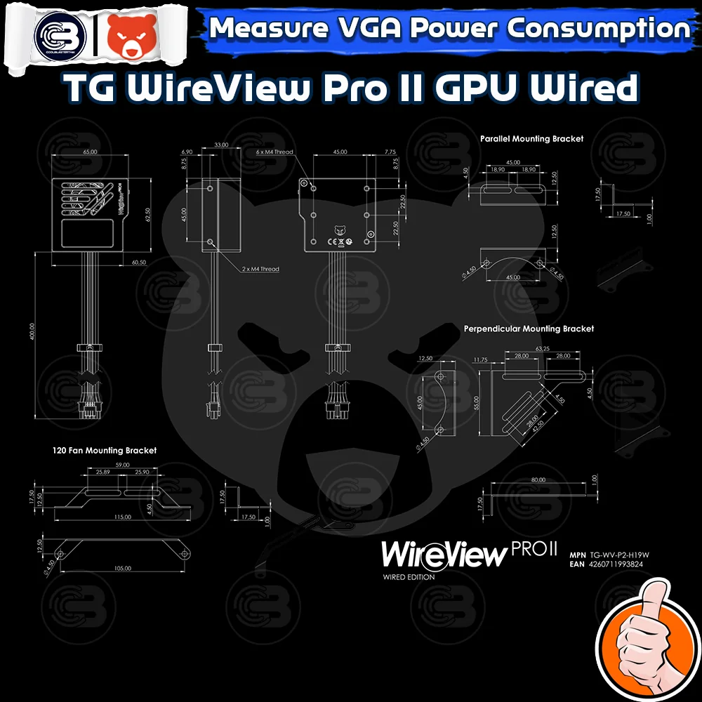 [CoolBlasterThai] THERMAL GRIZZLY WIREVIEW PRO II WIRED (TG-WV-P2-H19W) GPU Power Consumption TFT-IPS Display (จอแสดงข้อมูลการใช้พลังงาน)