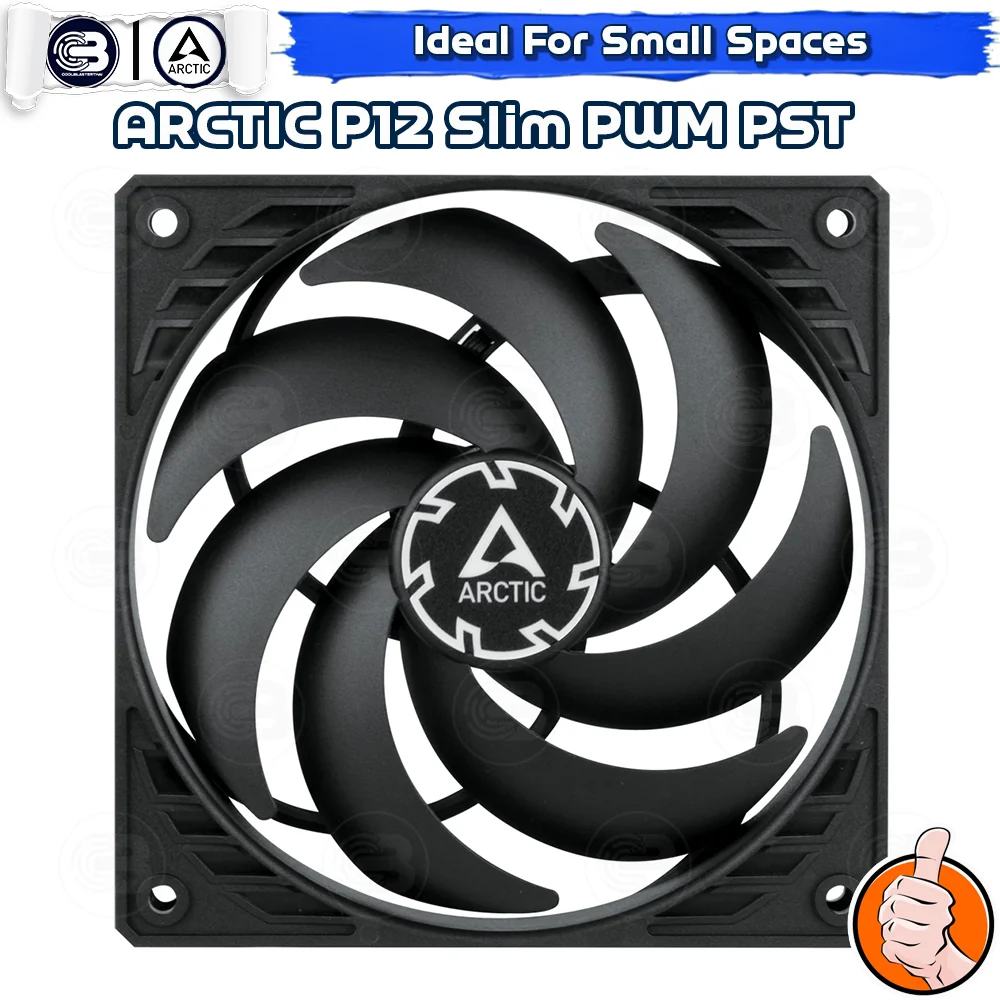 [CoolBlasterThai] ARCTIC P12 SLIM PWM PST BLACK (120 mm.) X3 Value Pack PC Fan Case ประกัน 6 ปี