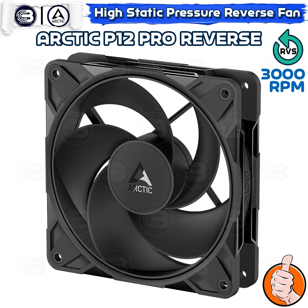 [CoolBlasterThai] ARCTIC P12 PRO REVERSE PST BLACK (size 120 mm.) PC Fan Case ประกัน 6 ปี