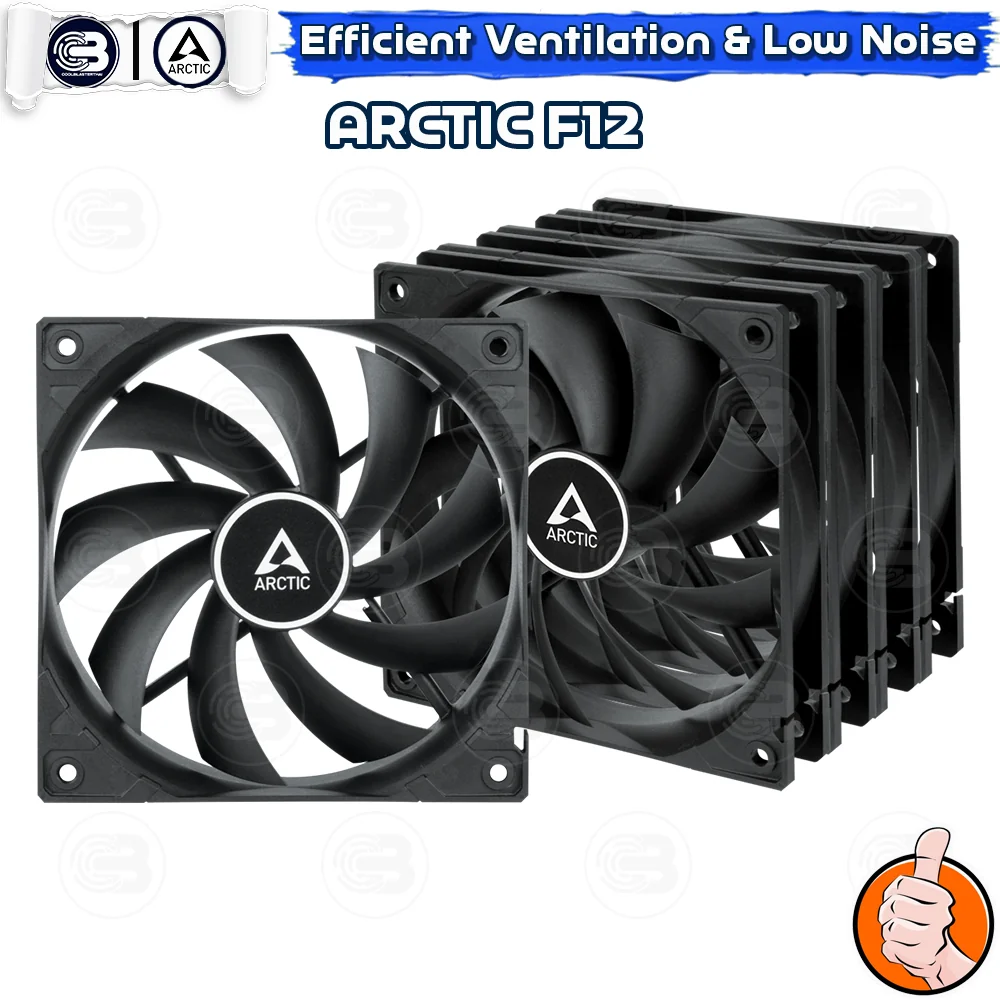 [CoolBlasterThai] ARCTIC F12 BLACK (size 120 mm.) X5 Value Pack PC Fan Case ประกัน 6 ปี