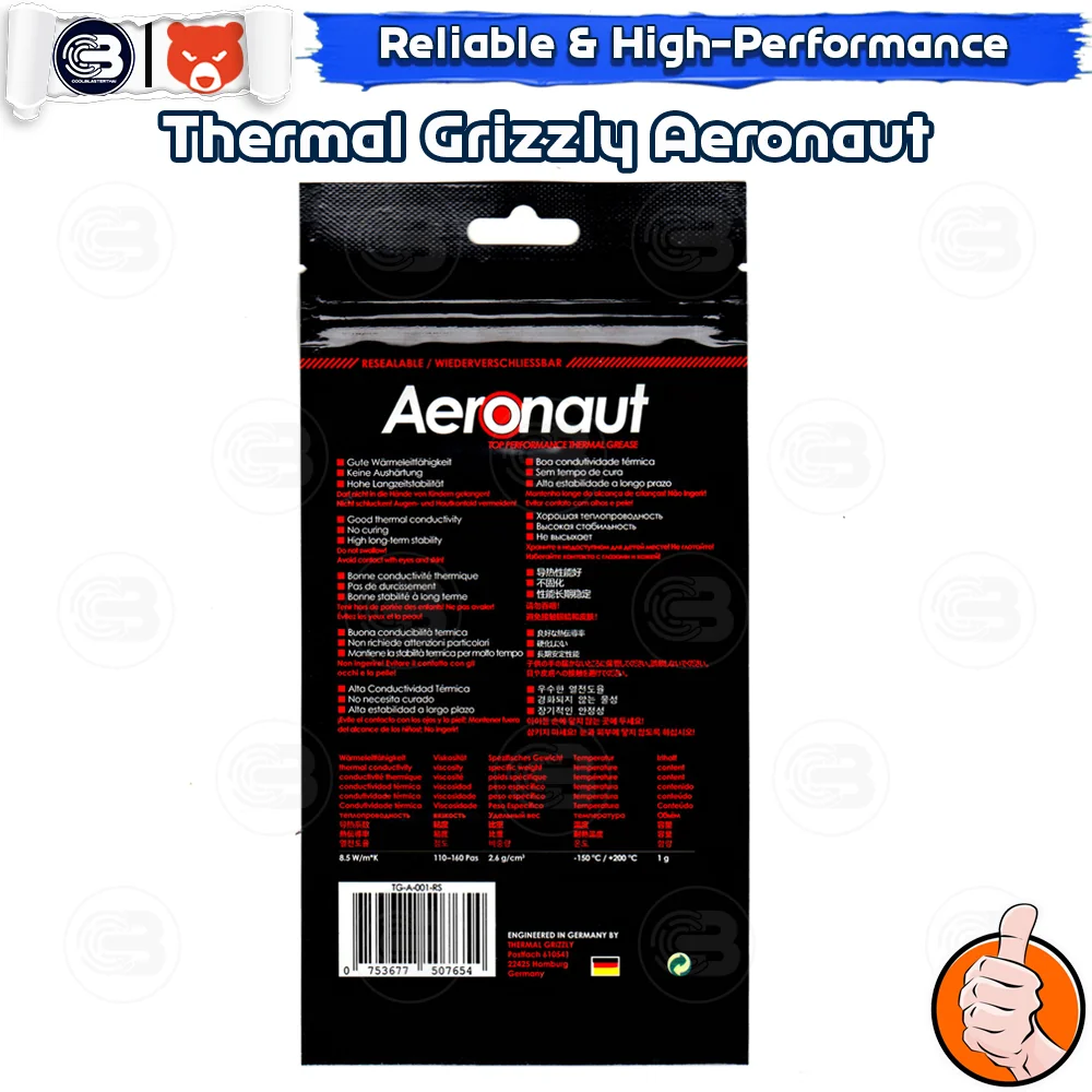 [CoolBlasterThai] THERMAL GRIZZLY AERONAUT 1g.Thermal compound (ซิลิโคนนำความร้อน)
