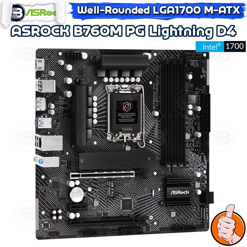 [CoolBlasterThai] ASROCK MAINBOARD B760M PG Lightning D4 Intel SOCKET LGA1700 DDR4 M-ATX ประกัน 3 ปี