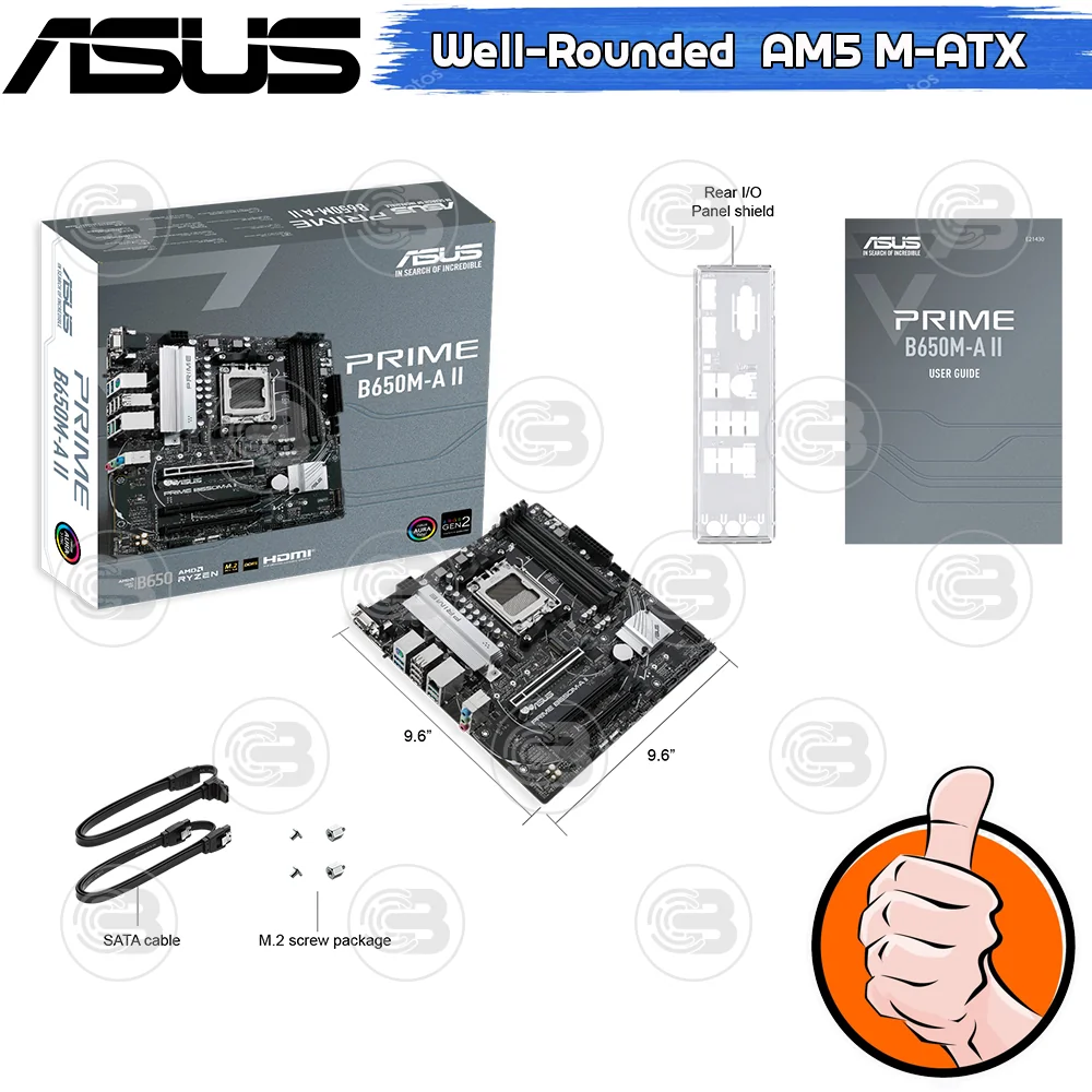 [CoolBlasterThai] ASUS MAINBOARD PRIME B650M-A II AMD SOCKET AM5 DDR5 MICRO-ATX ประกัน 3 ปี