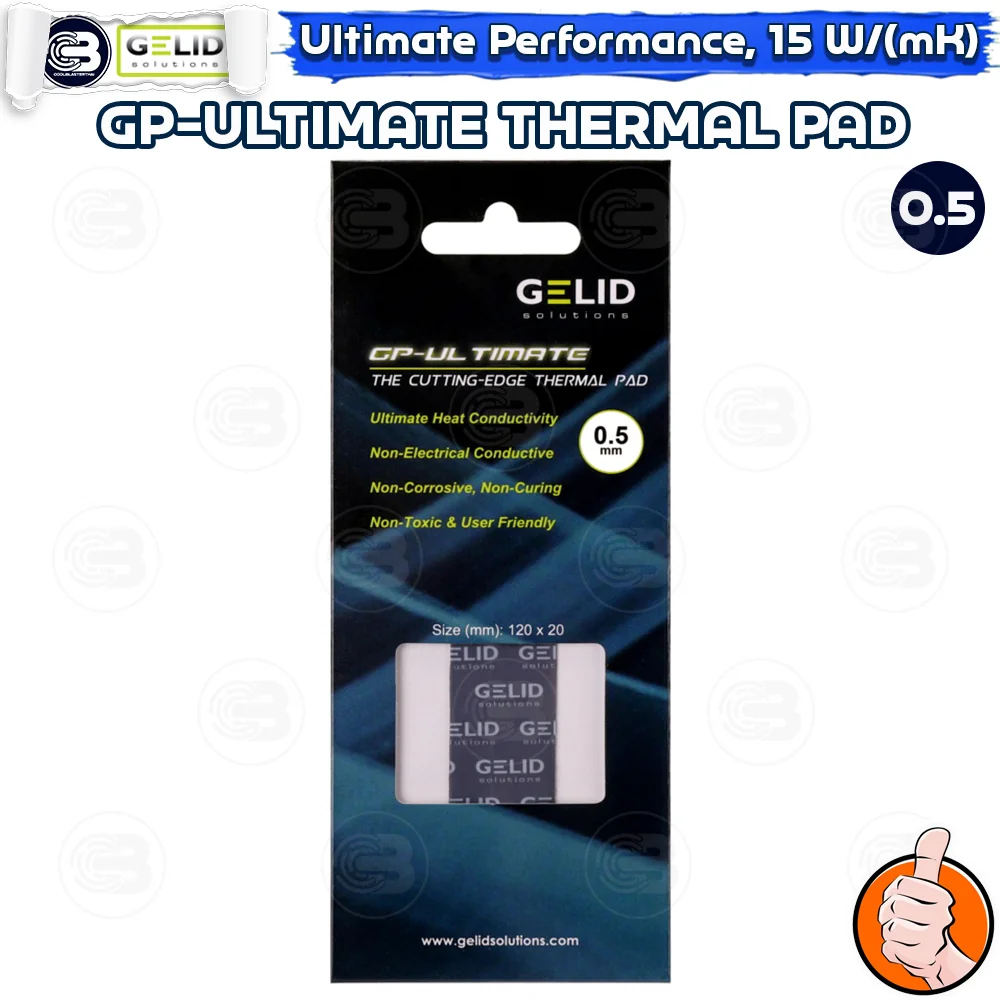 [CoolBlasterThai] GELID GP-ULTIMATE Thermal Pad (1 PCS) 120x20x0.5 mm./15.0 W/mK (TP-GP04-R-A)