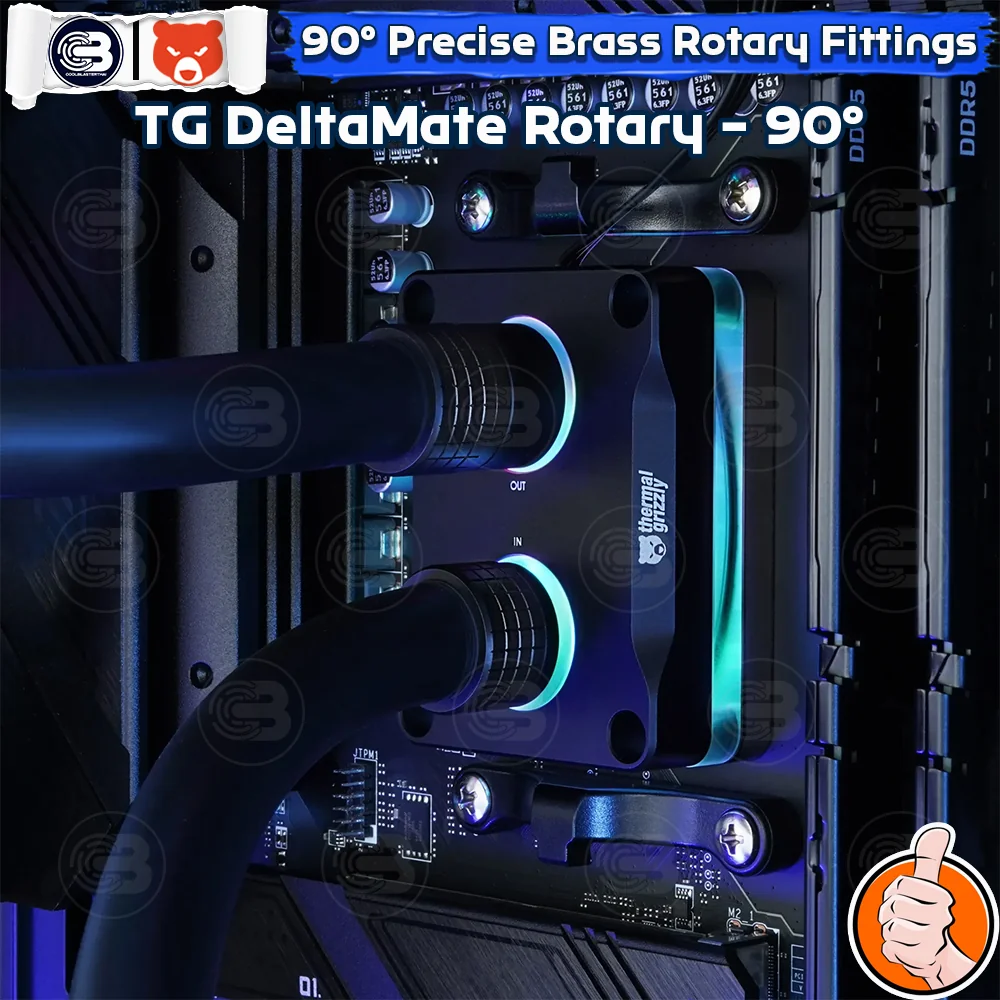 [CoolBlasterThai] THERMAL GRIZZLY DELTAMATE ROTARY 90° Fittings Black Machined Brass