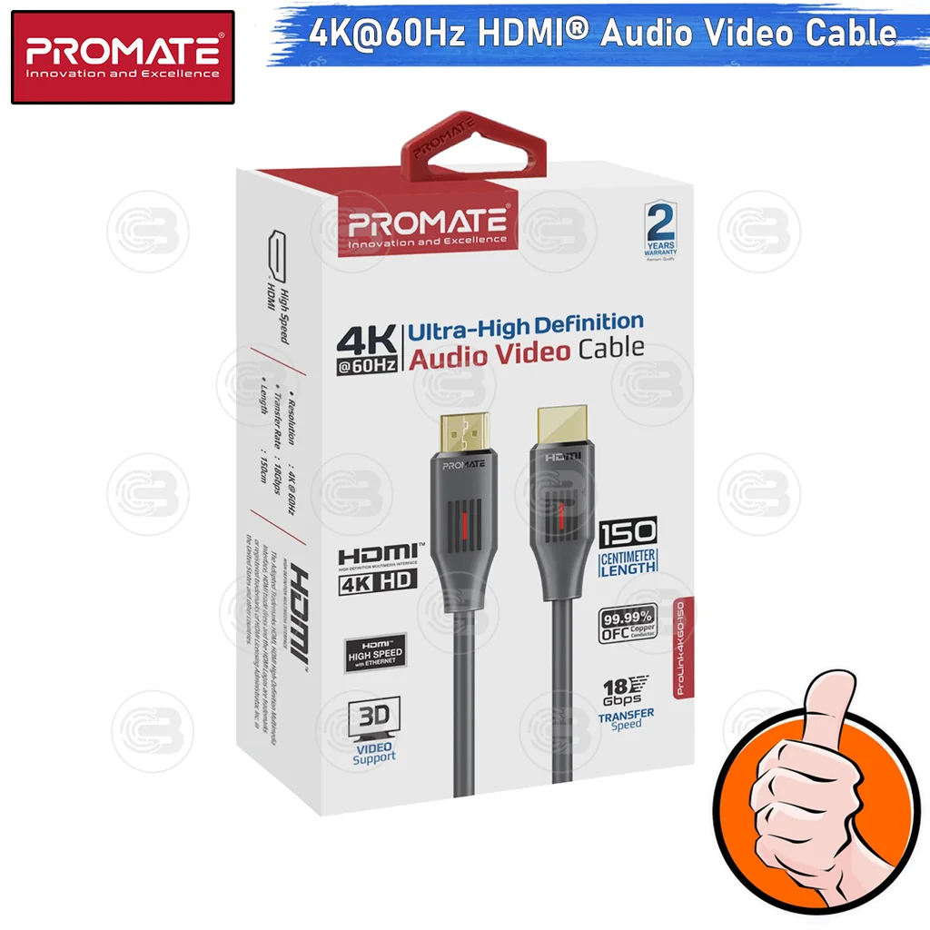 [CoolBlasterThai] PROMATE HDMI To HDMI 4K@60Hz 1.5M (PROLINK4K60-150) (2Y Warranty)