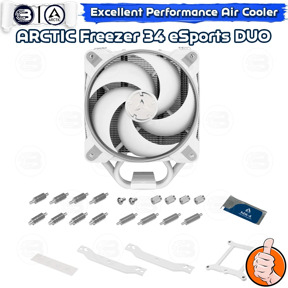 [CoolBlasterThai] ARCTIC FREEZER 34 eSports DUO (GREY-WHITE) Tower CPU Cooler (LGA1851/AM5 Ready)