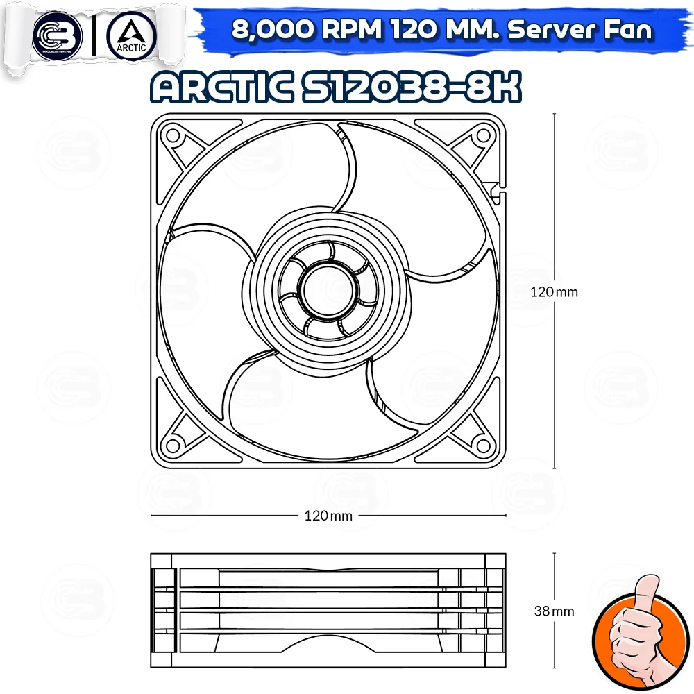 [CoolBlasterThai] ARCTIC S12038-8K 8000 RPM (size 120 mm.) PC Fan Case ประกัน 6 ปี