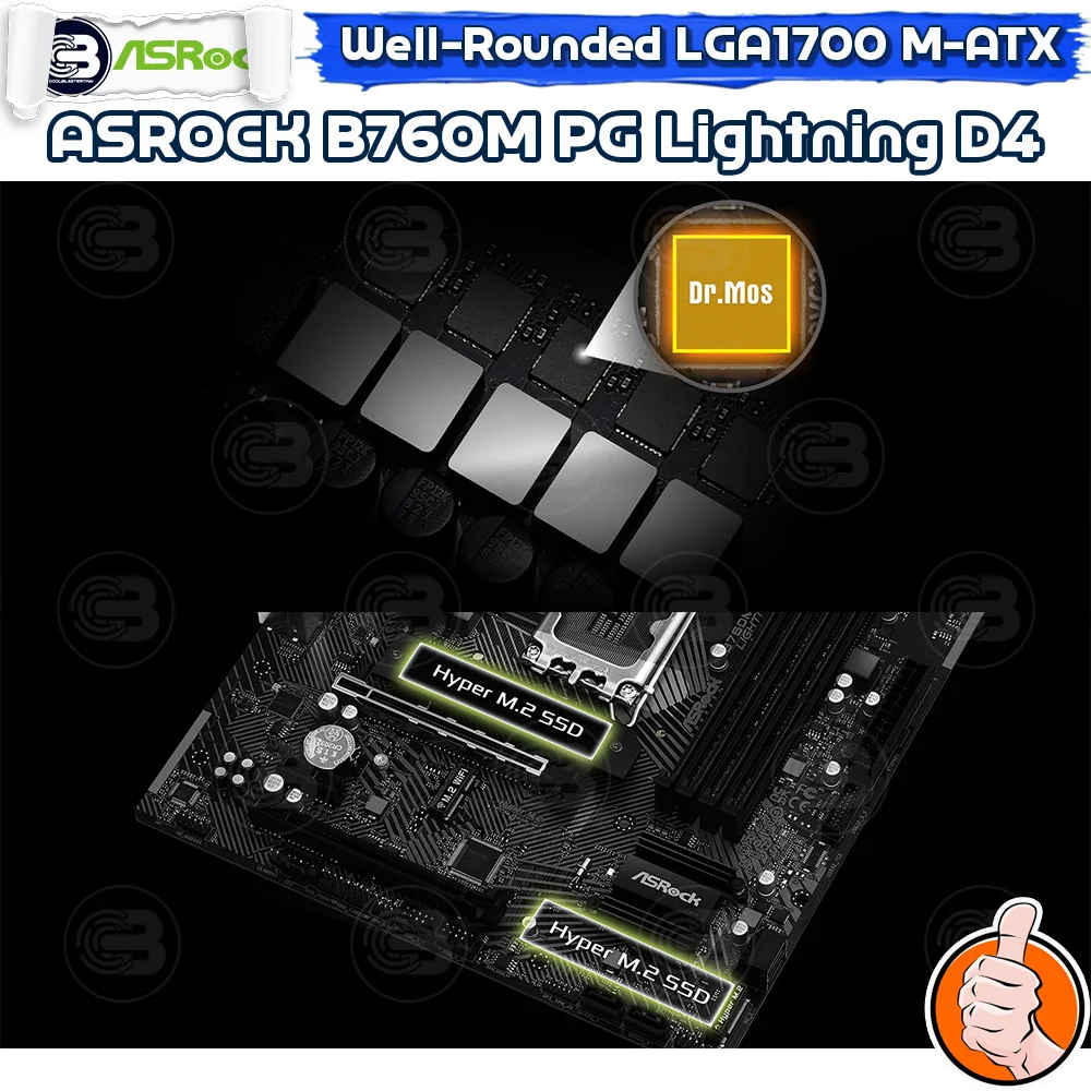 [CoolBlasterThai] ASROCK MAINBOARD B760M PG Lightning D4 Intel SOCKET LGA1700 DDR4 M-ATX ประกัน 3 ปี