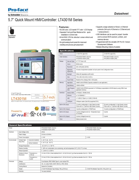 PFXLM4301TADDK : 5.7" Logic Panel (Sink) Pro-Face by MAX POWER-SHOP image 2 PFXLM4301TADDK : 5.7" Logic Panel (Sink) Pro-Face by MAX POWER-SHOP image 2