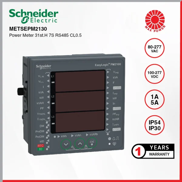 METSEPM2130 : Power Meter 31st Harmonic RS485 Class 0.5 7S Schneider by MAX POWER-SHOP METSEPM2130 : Power Meter 31st Harmonic RS485 Class 0.5 7S Schneider by MAX POWER-SHOP