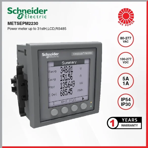 METSEPM2230 : Power Meter up to 31st Harmonic RS485 Schneider by MAX POWER-SHOP METSEPM2230 : Power Meter up to 31st Harmonic RS485 Schneider by MAX POWER-SHOP