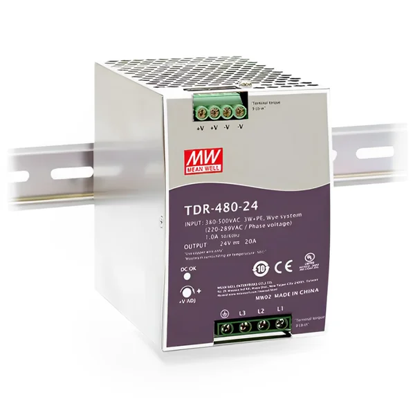 TDR-480-24 : 480W Three Phase DIN Rail Power Supply with PFC Mean Well by MAX POWER-SHOP image 2 TDR-480-24 : 480W Three Phase DIN Rail Power Supply with PFC Mean Well by MAX POWER-SHOP image 2
