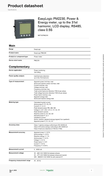 METSEPM2230 : Power Meter up to 31st Harmonic RS485 Schneider by MAX POWER-SHOP image 2 METSEPM2230 : Power Meter up to 31st Harmonic RS485 Schneider by MAX POWER-SHOP image 2