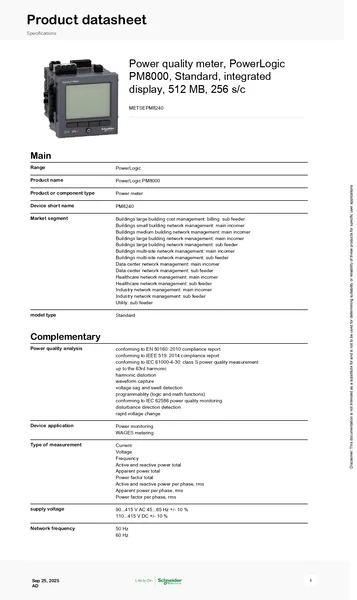 METSEPM8240 : Power Meter 512MB Display Screen Schneider by MAX POWER-SHOP image 2