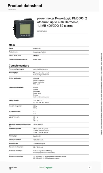 METSEPM5560 : Power Meter Class 0.2S RS485 Modbus RTU Harmonic (Up to 63rd) 4DI/2DO 8 Tariffs Schneider by MAX POWER-SHOP image 2 METSEPM5560 : Power Meter Class 0.2S RS485 Modbus RTU Harmonic (Up to 63rd) 4DI/2DO 8 Tariffs Schneider by MAX POWER-SHOP image 2