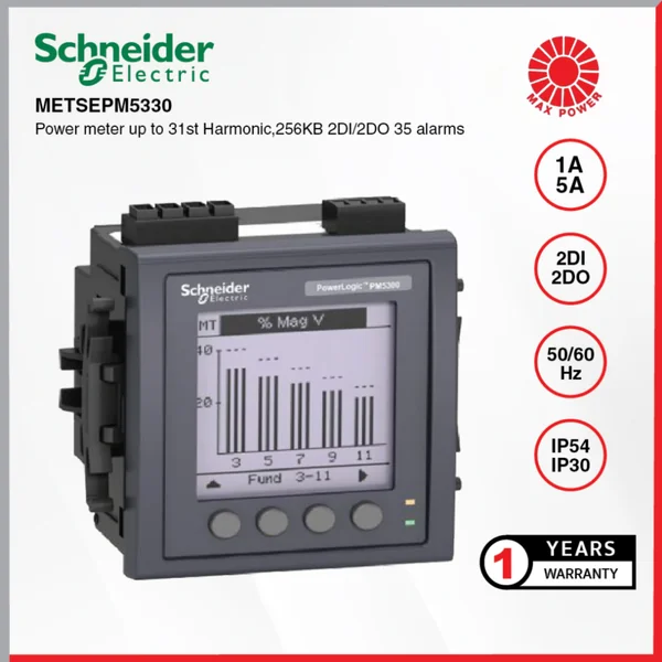 METSEPM5330 : Power Meter 31st Harmonic RS485 Class 0.5S 2DI/2DO 35 Alarms Schneider by MAX POWER-SHOP METSEPM5330 : Power Meter 31st Harmonic RS485 Class 0.5S 2DI/2DO 35 Alarms Schneider by MAX POWER-SHOP