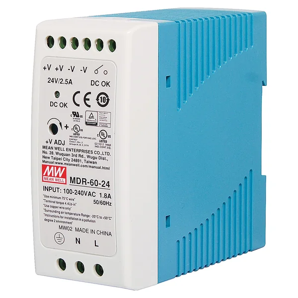 MDR-60-24 : Power Supply 60W 24VDC (Miniature DIN Rail) Mean Well by MAX POWER-SHOP image 2