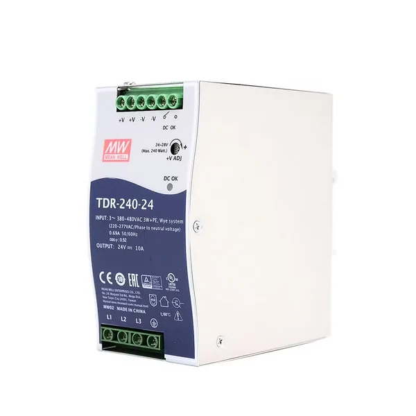 TDR-240-24 : 240W Three Phase DIN Rail Power Supply with PFC Mean Well by MAX POWER-SHOP image 2 TDR-240-24 : 240W Three Phase DIN Rail Power Supply with PFC Mean Well by MAX POWER-SHOP image 2